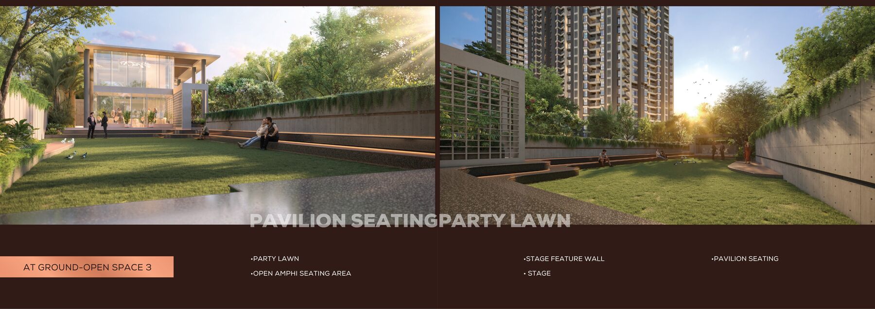 Pavilion seating and party lawn