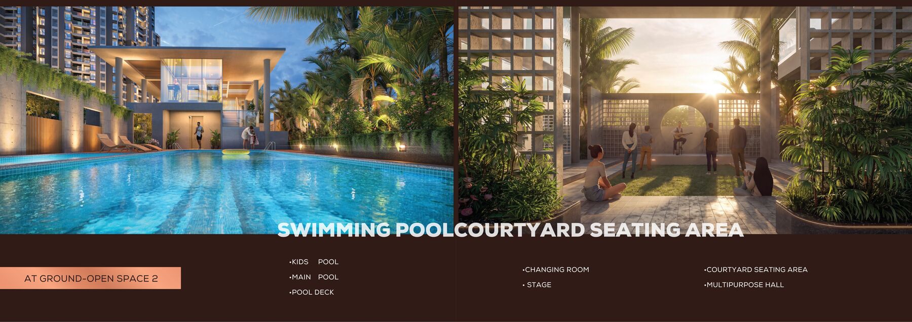 Swimming pool and courtyard seating area