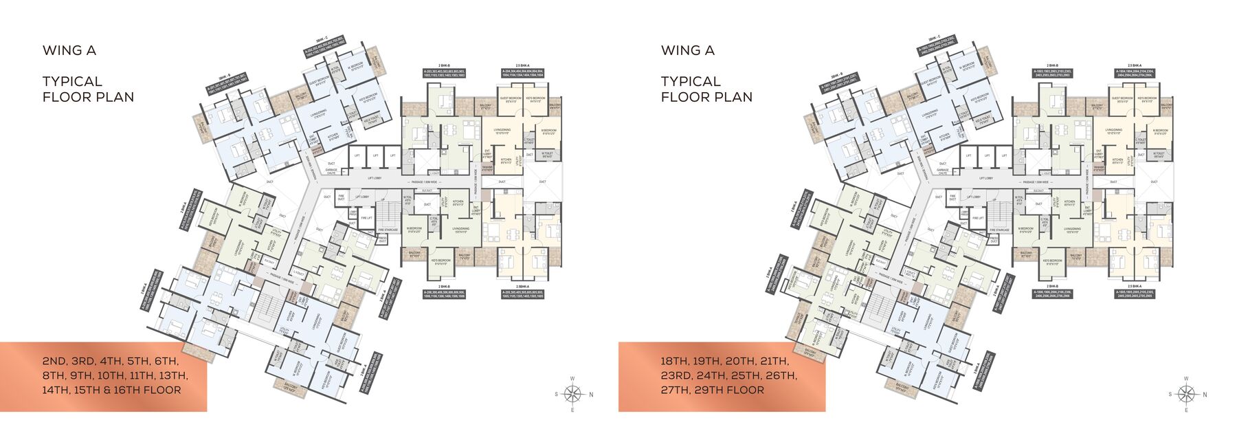 Wing A typical floor plan